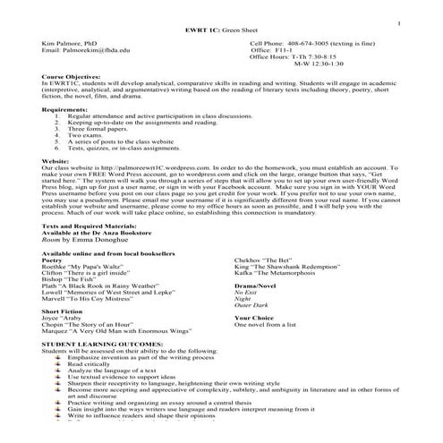 Ewrt 1 c green sheet | PDF
