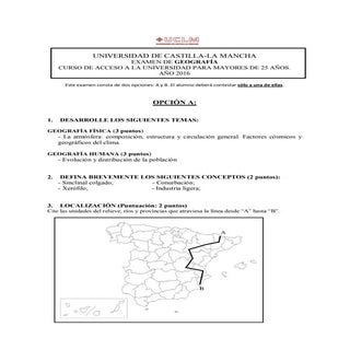 Examen de Geografía para Mayores de...