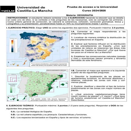 Examen de Selectividad. Geografía julio 2025 (Convocatoria Extraordinaria). UCLM
