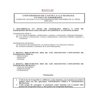 Examen de Geografía Mayores 25 años...