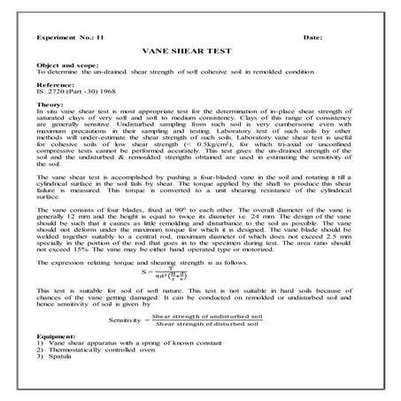 Ex 11 vane shear test