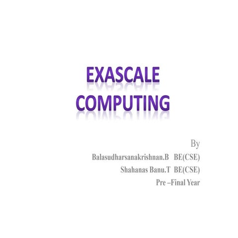 EXASXALE COMPUTING