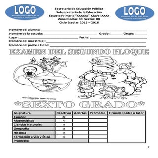 examen b2 sexto grado