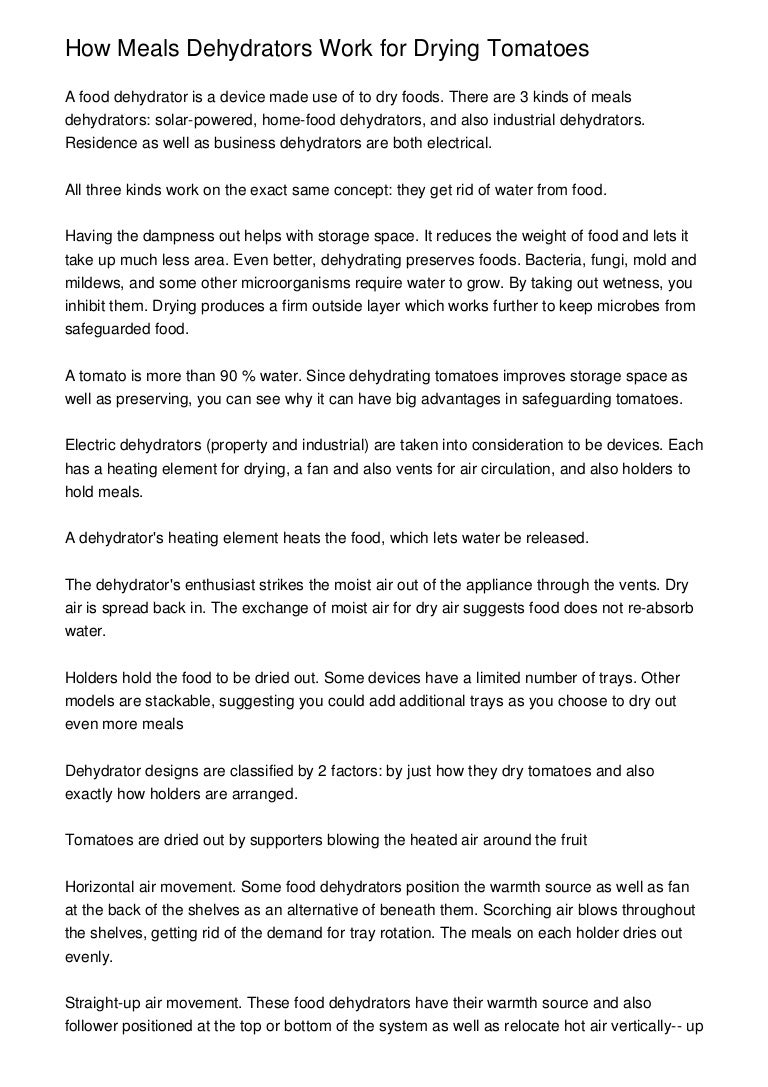 How Meals Dehydrators Work for Drying Tomatoes