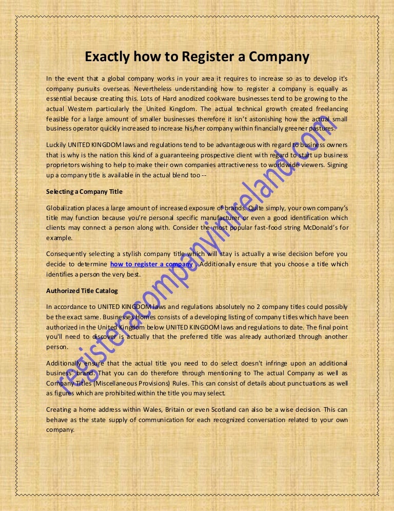 Exactly how to register a company