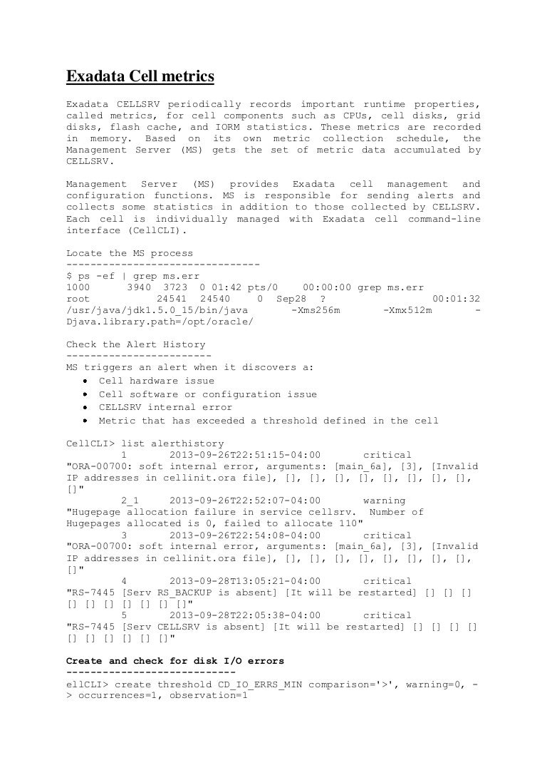 Exadata Cell Metrics