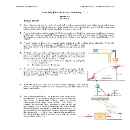 Physics (Mechanics) Revision Examination