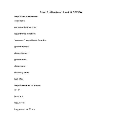 Exam 3 math107 review