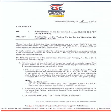 Exam advisory 18 s2016