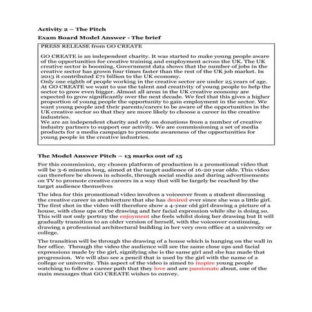 Exam board model pitch with notes