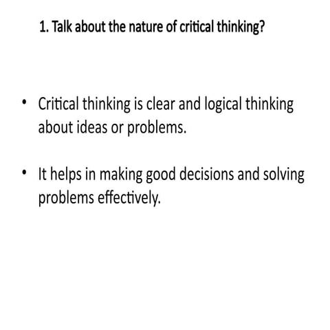 Mastering Critical Thinking: Intellectual Standards and Problem Solving ...