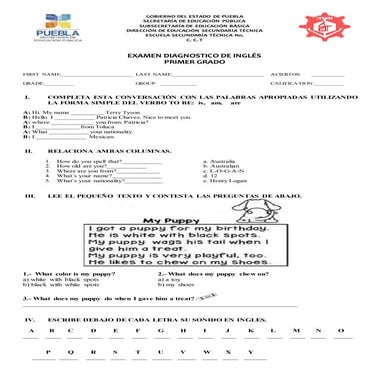 Exam diagnostic 2nd grade | DOCX