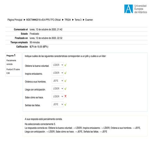 examen 1 universidad funiber maestria sistemas de informacion | PDF
