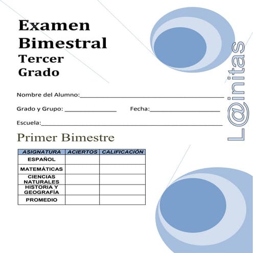 Examen 1er bimestre-tercer-grado