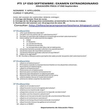 Examen 1º eso septiembre