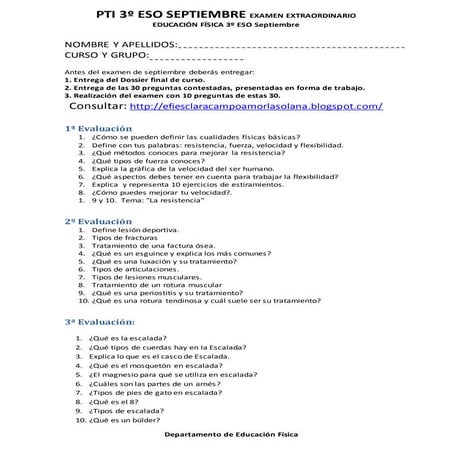 Examen 3º eso septiembre