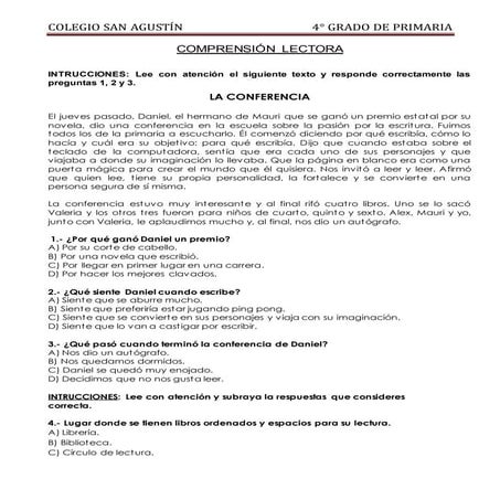 Examen 4° grado 2015