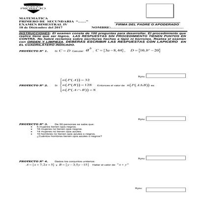 Examen bimestral 4   primero 2017