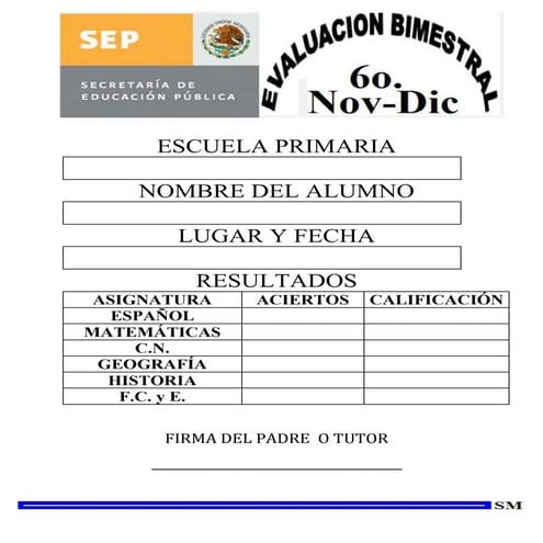 Examen bimestral sexto  grado  bim ii (1)