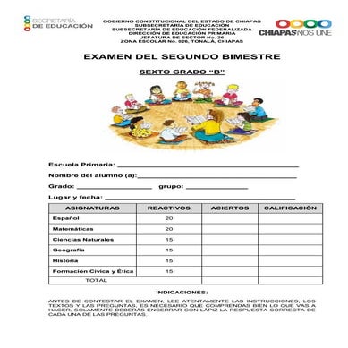Examen bimestre ii sexto a