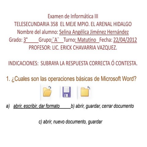 Examen bloque iv informatica iii