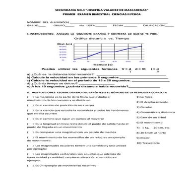 Examen ciencias2 fisica  1er. bim secundaria