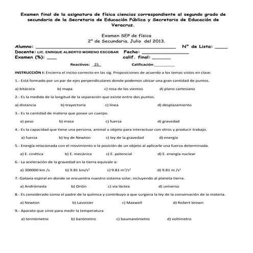 Examen ciencias fisica sep