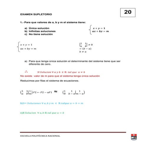 Examen de algebra lineal 20