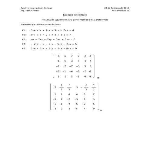 Examen De Matrices | DOCX