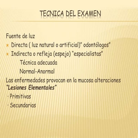 Examen  de mucosa bucal