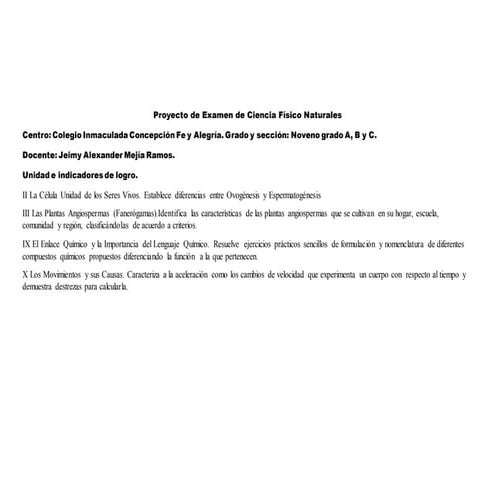 Modelo de Examen de reparacion de CCNN noveno grado