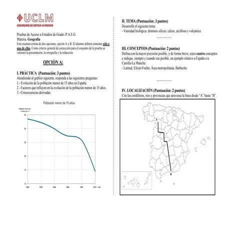 Examen de selectividad geografía. junio 2011. castilla la mancha