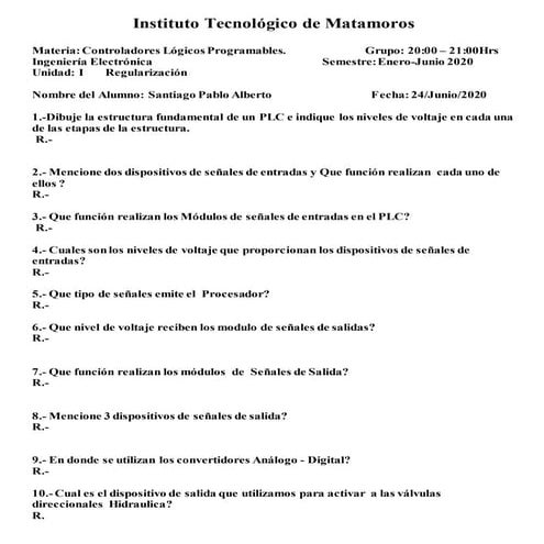 PLC: Examen de unidad I PLC