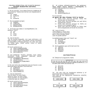 Examenes bimestrales-cuarto-grado 1er bim