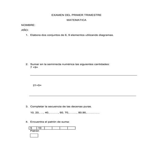 Examenes de primer trimestre tercero