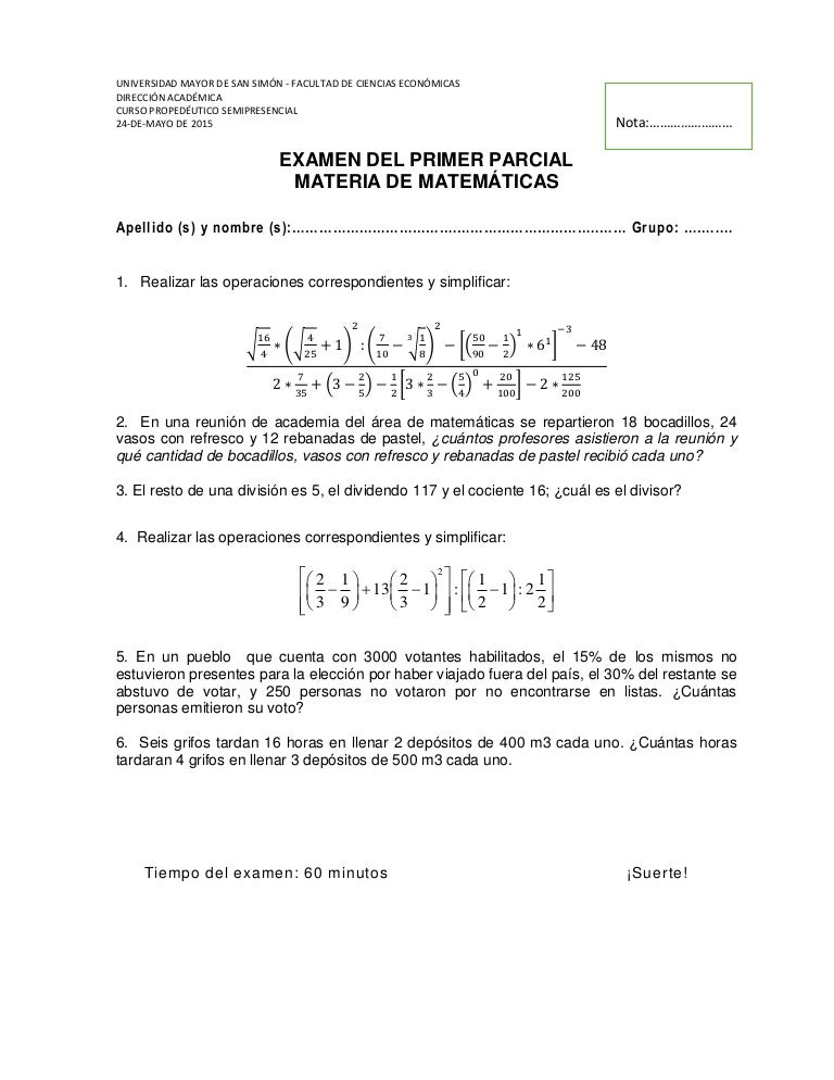Examenes Pasados Resueltos Matematicas