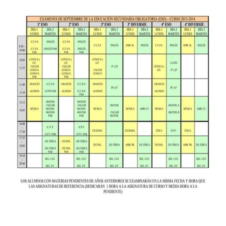 Exámenes septiembre IES Pablo Gargallo
