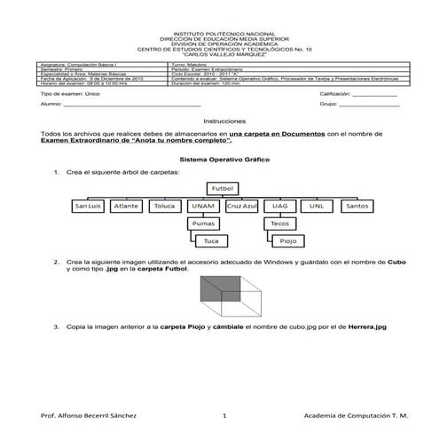 Examen extraordinario de primer semestre en word diciembre 2010   2011 a