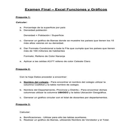 Examen final excel basico | PDF