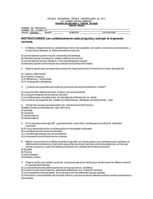 Examen historia 