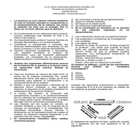 Examen icfes 6º i sem