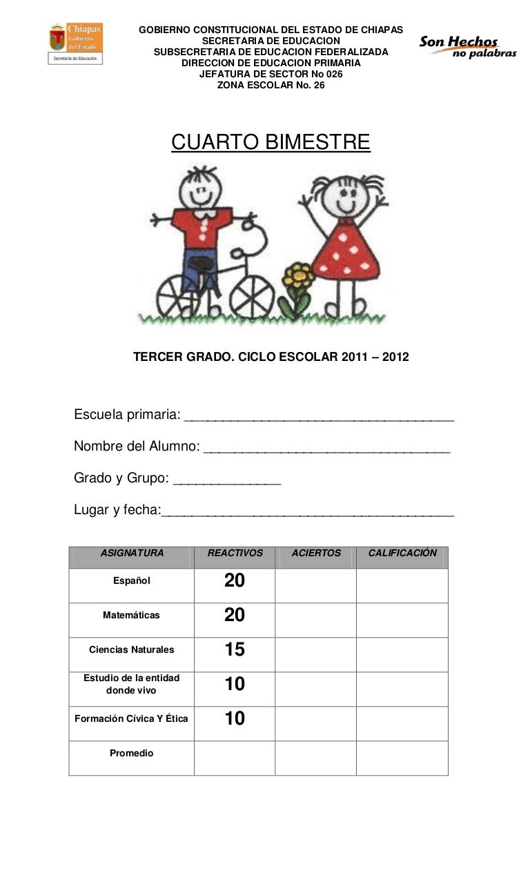 Examen iv bimestre 2011 2012 Examen iv bimestre 2011 2012