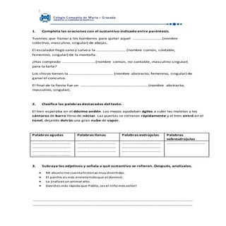 Examen lengua 6º temas 1 y 2