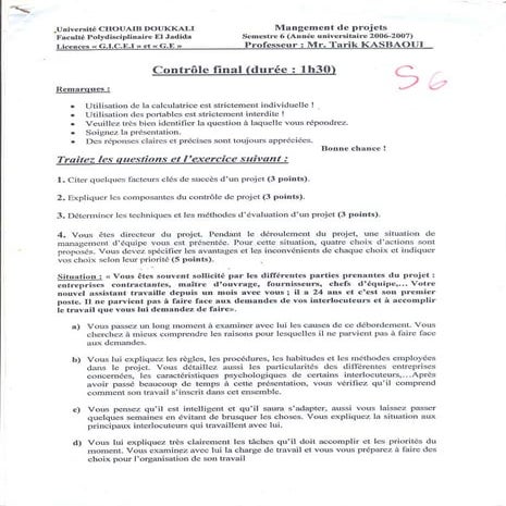Examen management du projet