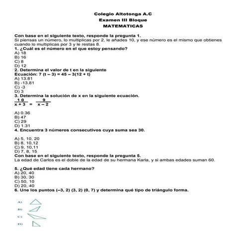 Examen matematicas