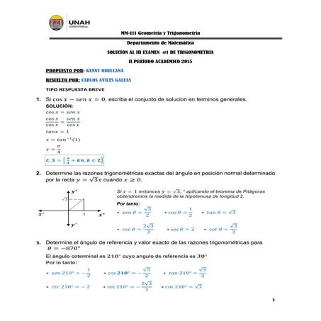 EJERCICIOS RESUELTOS DE TRIGONOMETRIA