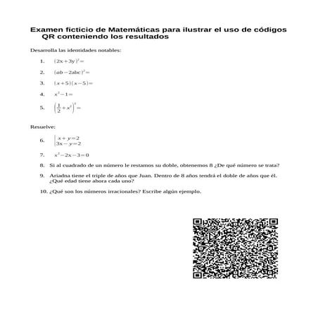 Examen para códigos qr de ejemplo