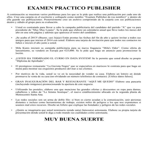 Examen Practico Microsoft Publisher | PDF