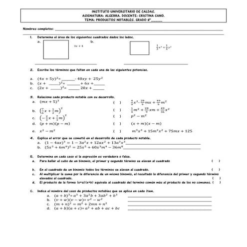 Examen productos notables