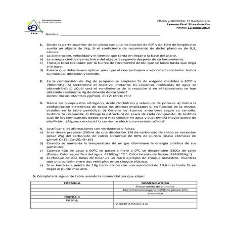 Examen recuperación 3º evaluación